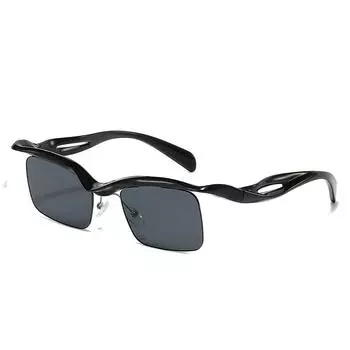 Cross-Glasses Sunglasses Women S Square Sunglasses Men S Trendy Personality Uv Protection Half-Frame Special-Shaped Sunglasses regular