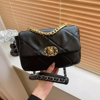 Crossbody bag girls texture casual shoulder chain bag bag diamond fashion simple light luxury small square bag чёрный