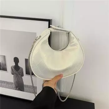 Crossbody Crescent Stylish Bag With Chain Strap And Lingge Design Daily For