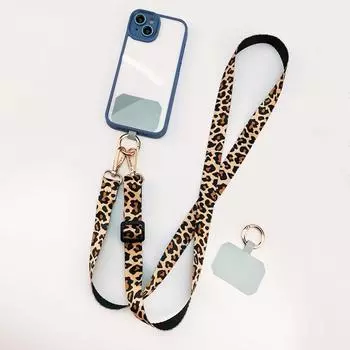 Crossbody Leopard Phone Neck Straps Adjustable Leopard Style Phone Lanyard Wide Pendant yellow-Shortage