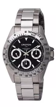 [Croton] Часы многофункциональные 10 ATM водонепроницаемые RT-702M-01 мужские серебристые