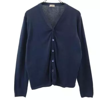 CRUCIANI made in Italy Long sleeve V-neck cotton knit cardigan 48 Navy Men s Used