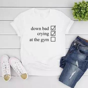 Футболка Crying At The Gym Down Bad Pump Cover Женская футболка Футболки для тренировок Футболки с коротким рукавом с графикой Одежда для концертных туров XXL жёлтый