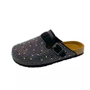 Crystal Chunky Outdoors Slippers Shoes Summer Clogs Woman House Slippers Pantofle Luxury Slides Med Beach Designer Flip Flops 35 чёрный