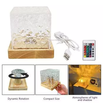 Crystal Lamp16 цветов RGB Водяная рябь Проектор Ночной Светильник Для Дома Спальня В Помещении Эстетическая Атмосфера Праздничный Подарок Закат Огни