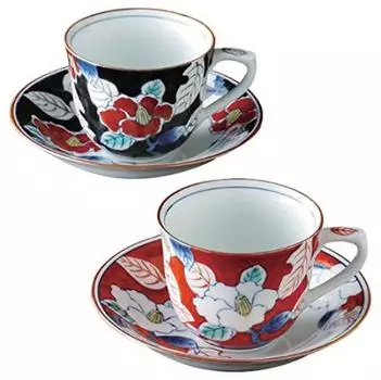 CtoC JAPAN Кофейная чашка Arita Ware, полностью расписанная вручную, красочная парная кофейная чаша и блюдо с цветком Sasanqua, стильная японская парная чашка с блюдцем
