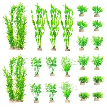 Ctpeng 23 шт. Аквариумные растения Пластиковые искусственные аквариумные искусственные водные растения и украшения, (Зеленый Белый)