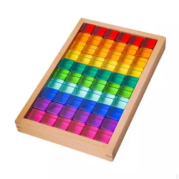 Cube Blocks Set,Building Set for Kids,Learning Educational Toys,Stacking Game Rainbow Acrylic