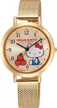 [Cue and Cue] Аналоговые часы Hello Kitty с водонепроницаемым металлическим ремешком и сеткой 0031N003 женские золотые
