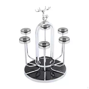 Cup Rack Stand Coffee Mug Holder Nonslip Display Drainer Draining for Drinkware Cafe Shop Silver with Elk