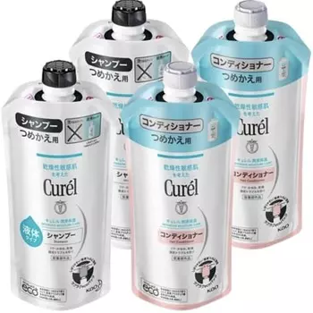 Curel Shampoo Conditioner Set Refill 340ml x 2 + 340ml x 2 Unscented