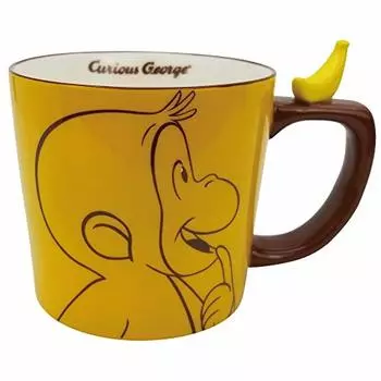 Curious George SAN3339-2 Mug with Figure, 9.1 fl oz (270 ml), Banana