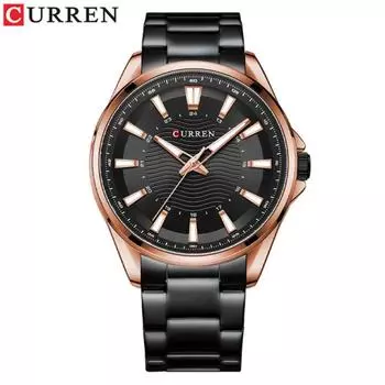 CURREN спортивные мужские часы лучший бренд класса люкс бизнес водонепроницаемые мужские часы черные нержавеющая сталь военные кварцевые мужские наручные часы чёрный/розового золота