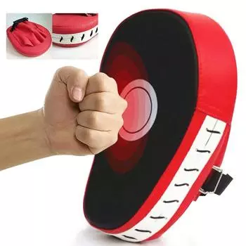 Curved Boxing Muay Thai Hand Target Sanda Training Thickened Earthquake-resistant Curved Baffle PU Five-finger Hand Target красный