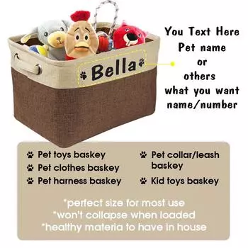Custom Pet Dog Toy Storage Basket Personalized Foldable Dog Canvas Bag Pet Toys Clothes Storage Box Dog Accessories Pet Supplies
