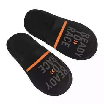 Custom Ready To Race Logo Memory Foam Slippers Women Cozy Warm Racing Sport Motorcycle Rider House Slippers M