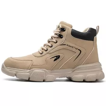 Customized Fashion Style Steel Toe Cap Mens Work Boots Waterproof Lightweight Anti Slip Wear Resistant Safety Shoes 37 песочный