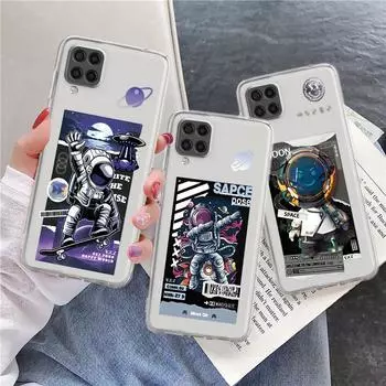 Cute Astronaut Planet Clear Case For Samsung Galaxy A52 A12 A51 A32 A21s A71 A32 A22 50 A70 A31 A72 5G Phone Cover Samsung A71 5G