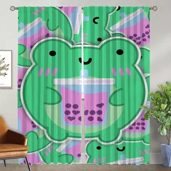 Cute Axolotl Kitchen Curtains for Camera Window Curtain for Room 2 Panel Shades Partition Halloween Decoration Living Blackout W50xH70cmx2pcs-CL