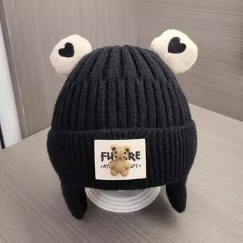 Cute Bear Knitted Hat Windproof Beanie Hat New Pullover Cap Outdoor Sports