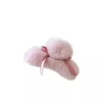 Cute Bow Hair Clip Rabbit Fur Bowknot Hairpin Personalized Plush Hair Claw Girl чёрный