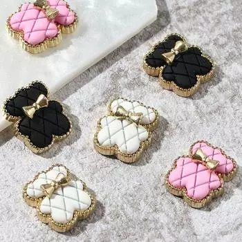 Cute Bow Tie Bear Nail Art Rhinestone Manicure Accessories DIY Nail Jewelry 3D Nail Art Decorations розовый