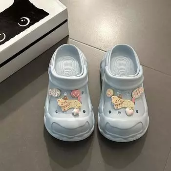 Cute cartoon accessories two wear hole shoes women s spring and summer new wear fashion versatile bag head cool slippers 35-36