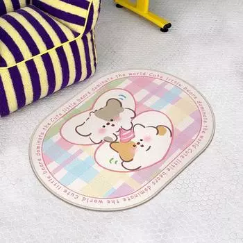 Cute Cartoon Bedroom Bed Blanket Color Carpet Non-slip Mat Cloakroom Foot Mat Room Rental House Renovation 40 * 60CM [crystal velvet]