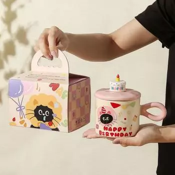 Cute Cartoon Cat Ceramic Mug, Couple Water Cup, High-value Gift Box, Souvenir, Birthday Gift, Breakfast Cups