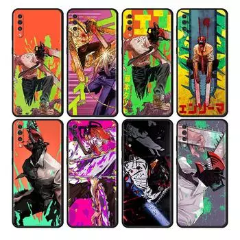 Cute Cartoon Chainsaw Man Pattern Case For Samsung Galaxy A50 A70 M52 A30 A20s A20e A10 A40 A10s M51 M31 M30s Black Phone Cover Samsung A60