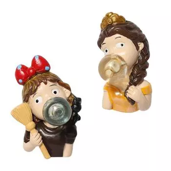 Cute Cartoon Character Creative Blowing Bubbles Personality 3D Resin Design Refrigerator Stickers Home Kitchen Supplies
