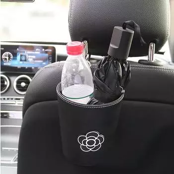 Cute Cartoon Flower Car Trash Bin Can for Back Seat Headrest Mini Auto Outlet Air Vent Organizer Rubbish Bag Garbage Storage чёрный