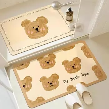 Cute Cartoon Pattern Floor Mat Quick-drying Absorbing Bath Mats Non-slip Foot Pad for Toilet Doorway Bathroom Home Decor 40x60cm