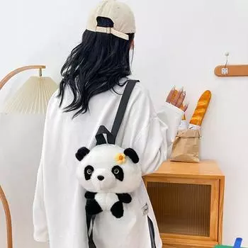 Cute Cartoon Plush Shoulder Bag Stuffed Animals Schoolbags Cute Panda Backpack Students Style X
