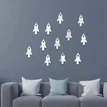 Cute Cartoon Rocket Kindergarten Layout Mirror Wall Sticker Children s Room Baby Bedroom Wall Self-Adhesive