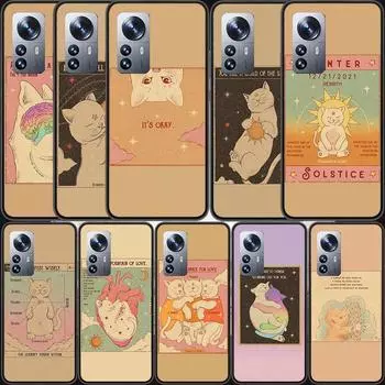 Cute Cat Tarot Card Phone Case For Xiaomi Poco X4 X3 NFC M4 Pro 5G GT M2 M3 Mi Note 10 Lite F3 F2 F1 A1 A2 A3 CC9E Capa Coque Xiaomi Mi A1