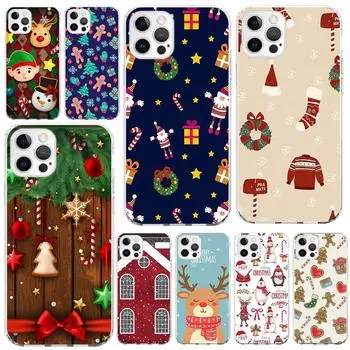 Cute Christmas Cartoon Clear Case For Apple iPhone 11 13 Pro 14 12 7 8 Plus SE 2022 XR X XS Max 6 6S Silicone Phone Cover iPhone 14 Pro Max