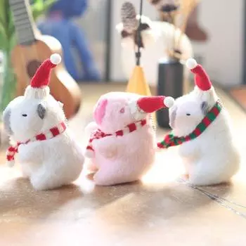 Cute Christmas Kabibala Pendant Plush Toy Doll Capybara Bag Hanging Ornament Keychain Doll 15cm