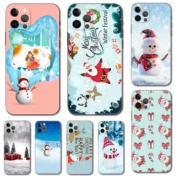 Cute Christmas phone case for iphone 5 5s 2020se 6 6s 7 8 plus x 10 XR XS 11 12 13 mini pro MAX black tpu back cover iphone 5 5S SE 2016