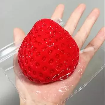 Cute Cream Gold Powder Big Strawberry Pinch Fidgeting Imitation Silicone Clay Feeling DIY Girl Birthday Gift Kids Squishy Toys