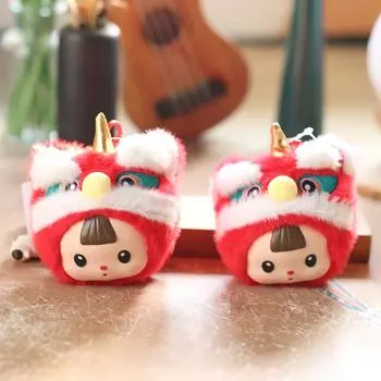 Cute Cute Lion Girl Small Pendant Plush Toy Doll Cartoon Doll Bag Hanging Ornament Keychain New Year Doll 15cm