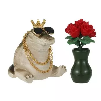 Cute Dashboard Car Accessories Funny Resin Crocodile Shape Rose Vase Dashboard Statues Desktop Ornaments Home Decor красный