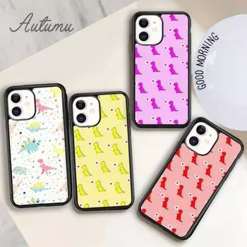 Cute Dino Phone Case for iPhone 11 12 13 14 Pro Max mini X XR XS SE 2020 5 6S 7 8 Plus Samsung Galaxy S21 S22 Cover shell coque iPhone 6plus