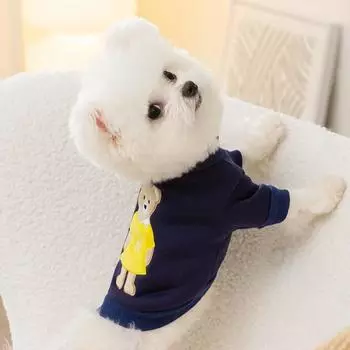 Cute Dog Clothes Bear Letter Print Pet Dog Hoodies Puppy Warm Coat Autumn Winter Dog Sweatshirt Chihuahua Apparel Cat Dlothing XS серый