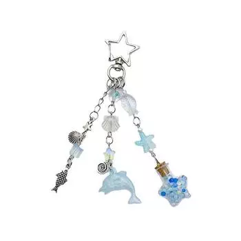 Cute Dolphin Shell Star Keychain Pendant Lovely Hanging Decorations Keyring Charm for Purse Bag Backpack Handbag