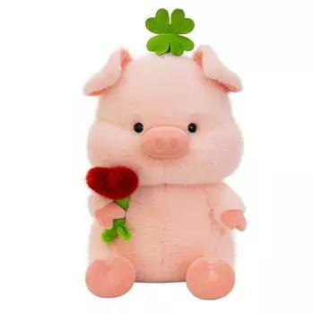 Cute Embracing Flower Four Leaf Pig Cartoon Animal Plush Toy Pillow Children For 25cm