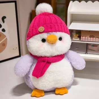 Cute Fluffy Penguin Plush Perfect Gift for Kids Toy, 30cm, (Red)