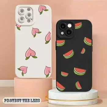 Cute Fruit Tile Texture Phone Case For Iphone 14 12 Pro 11 13 Max Mini X XS XR 7 8 Puls Angel Eyes Soft Silicone Cover iPhone7