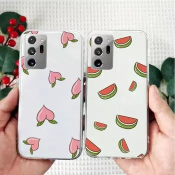 Cute Fruit Tile Texture Phone Case For Samsung S20 S22 S30 S10 E 20 Fe Note 10 Pro A12 A42 A71 A91 M32 Transparent Cover Galaxy S10