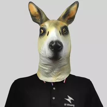 Cute Funny And Kangaroo Animal Head Mask Latex Costume Party Accessory Halloween For